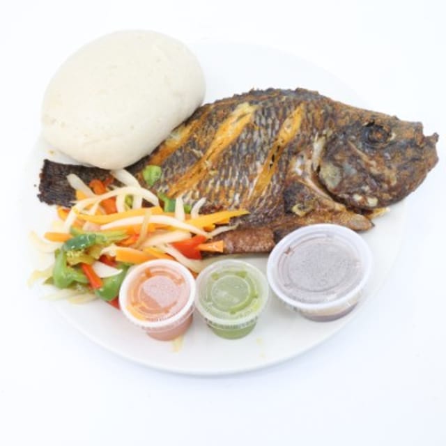Tilapia With Banku and Peppers Dining.